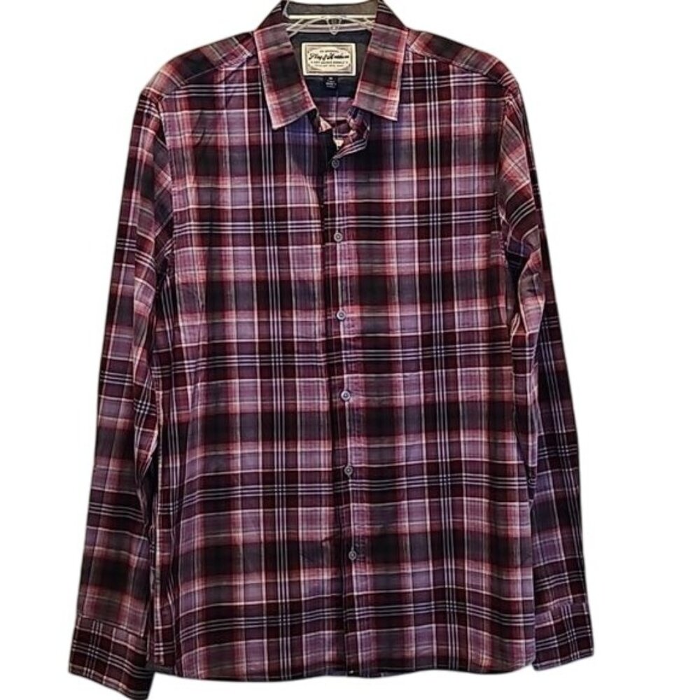 Flag & Anthem Button Up Plaid Shirt Size Medium Tall New Men's Office Career